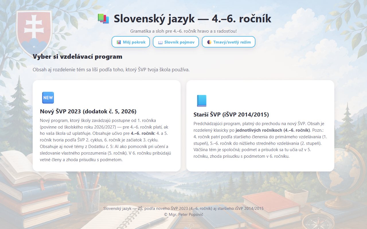 Ukážka aplikácie Slovenský jazyk – 4. – 6. ročník