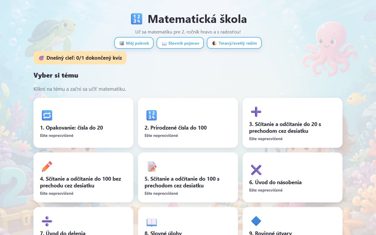 Ukážka aplikácie Matematika – 2. ročník