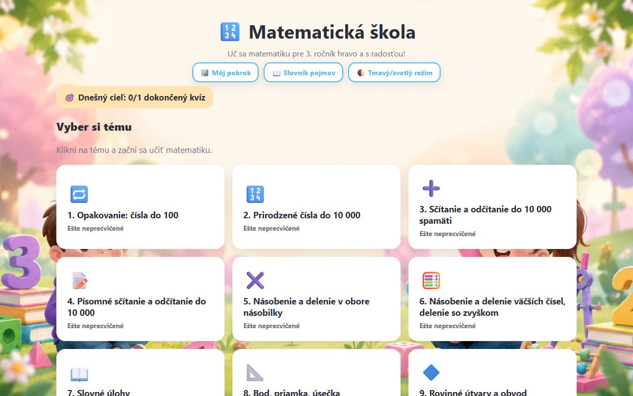 Ukážka aplikácie Matematika – 3. ročník