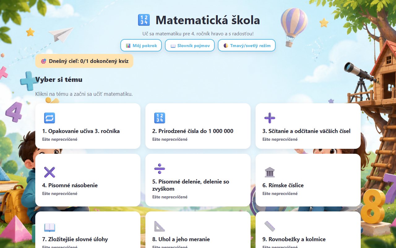 Ukážka aplikácie Matematika – 4. ročník