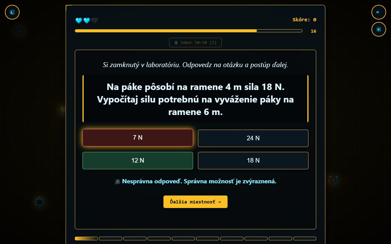Ukážka 4: Fyzikálna úniková miestnosť